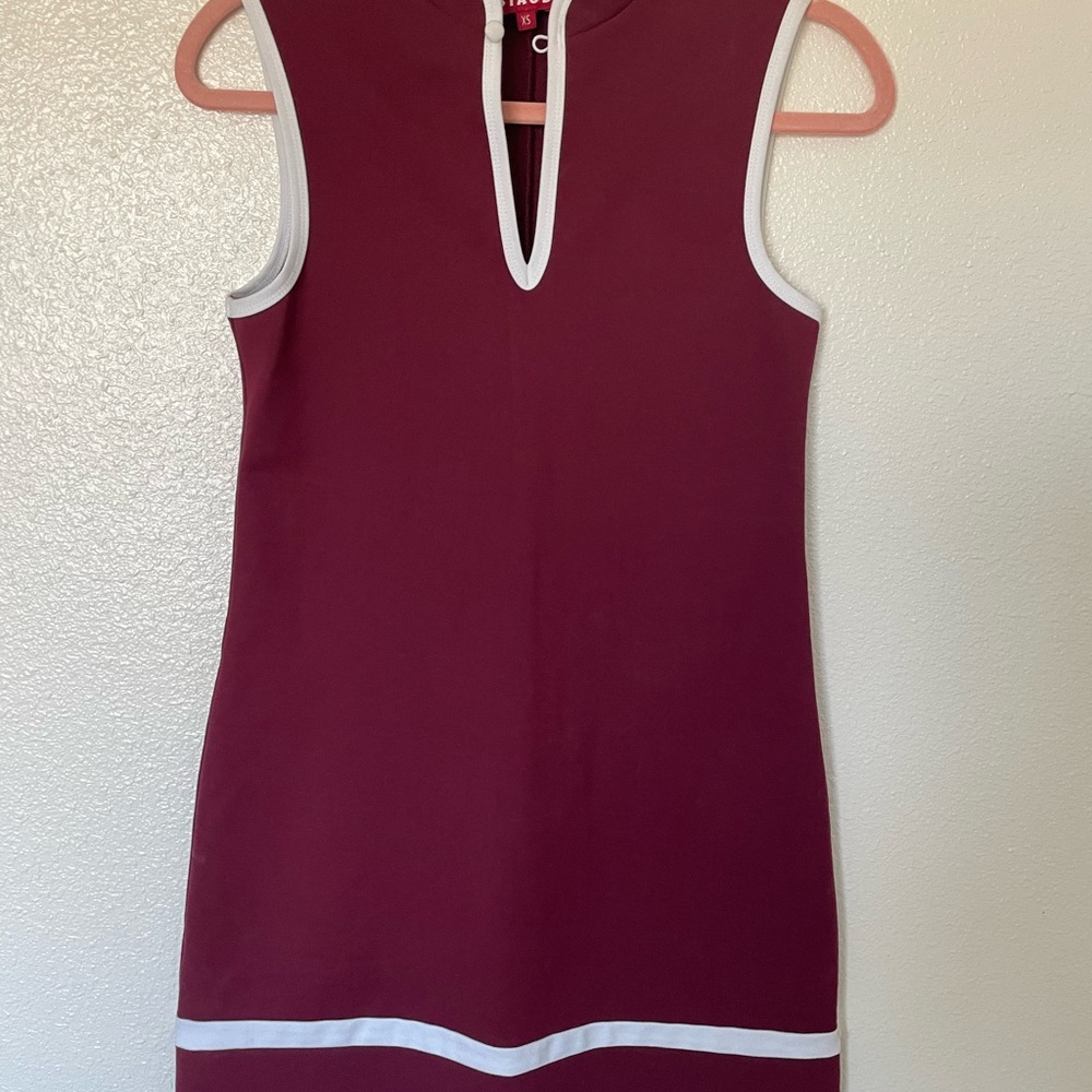 STAUD Wine and White Sleeveless  Dress XS